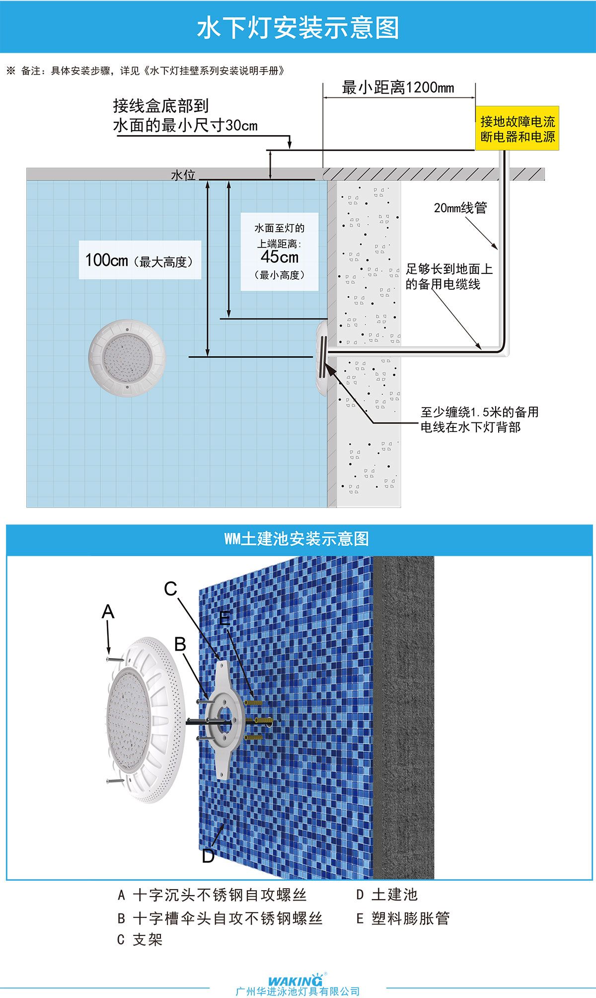 WM-PC268 庭院鱼池水下景观灯游泳池水里灯光
