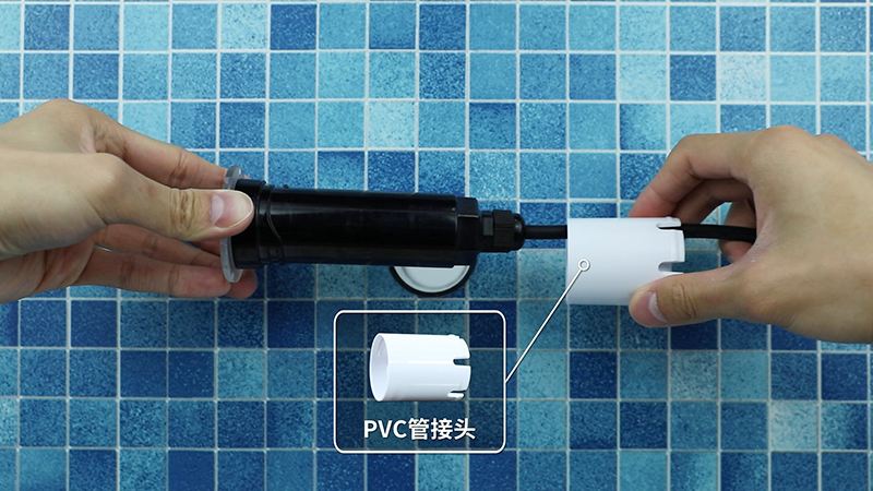 土建泳池PVC管通用水下灯安装施工