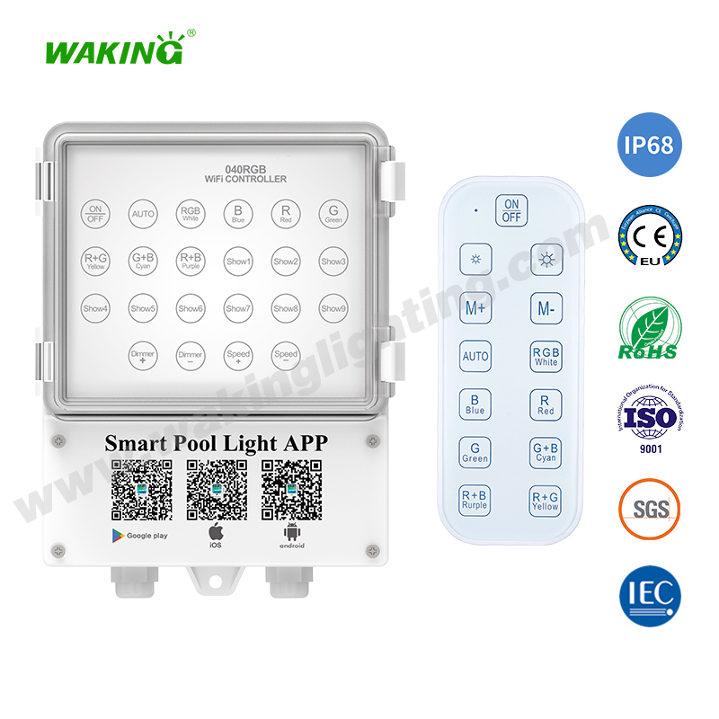 HJ040 LED灯具控制器RGB七彩水下灯光同步控制器泳池灯水底灯遥控器
