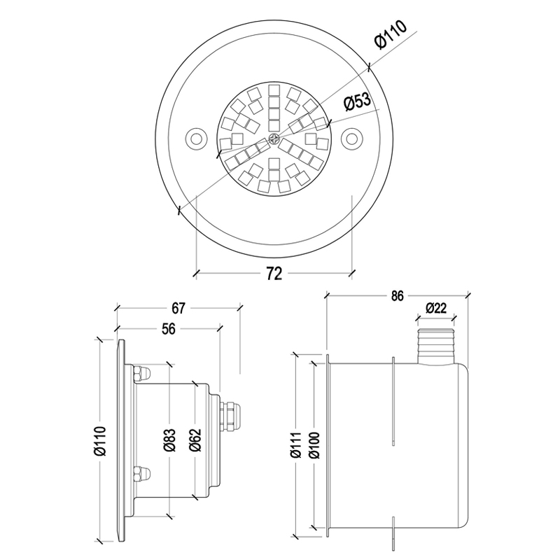 HJ-RC-SS110SS 埋地温泉灯高温池防水灯SPA桑拿灯