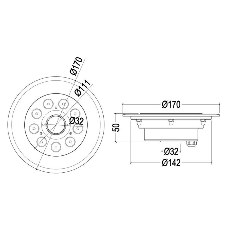 HJ-FL170-32 七彩音乐喷泉灯中孔水池涌泉水景射灯