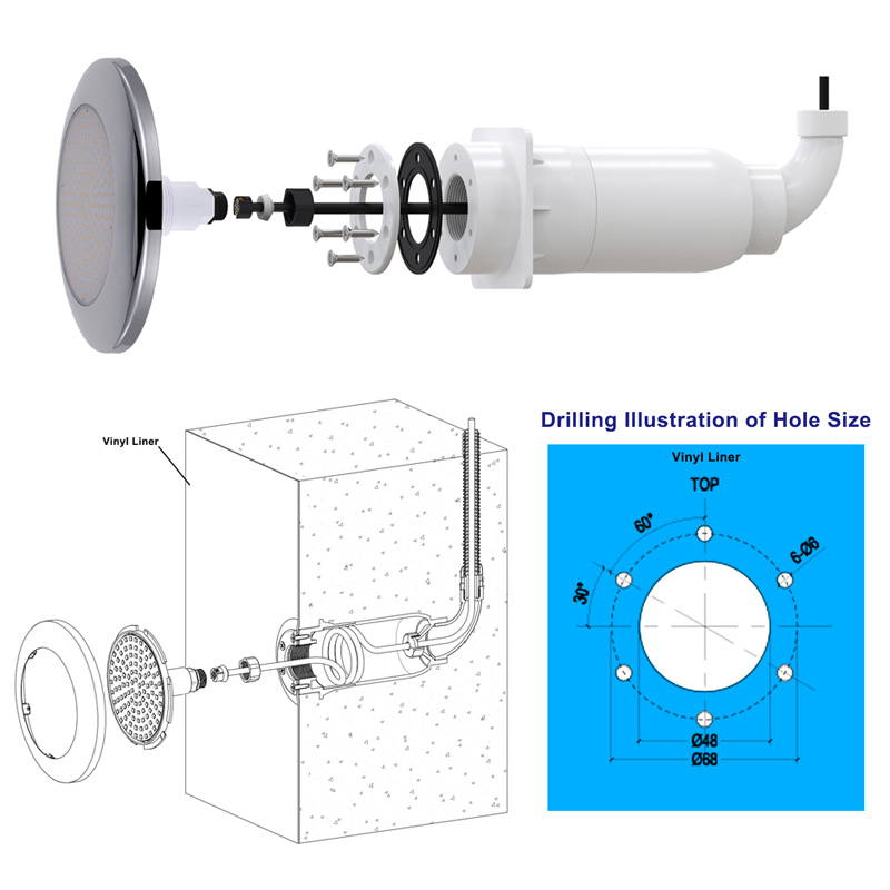 HJ-FC-PC220SS-CS 拔插水底灯嵌入式泳池射灯外控水下灯