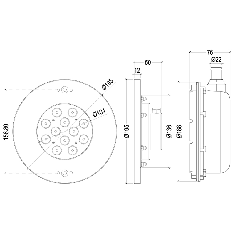 HJ-RC-SS195L 泳池灯射灯12V自然白LED庭院水下灯水底灯