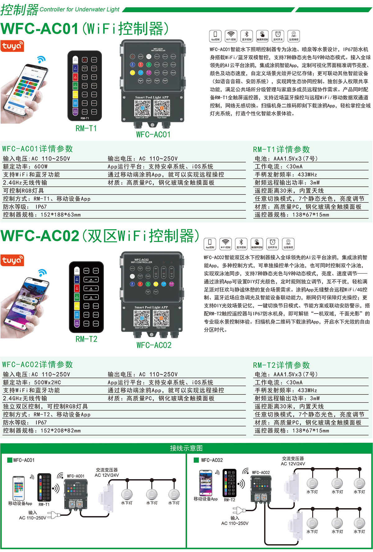 远程LED灯具控制器RGB七彩水下灯光同步控制器泳池灯水底灯遥控器